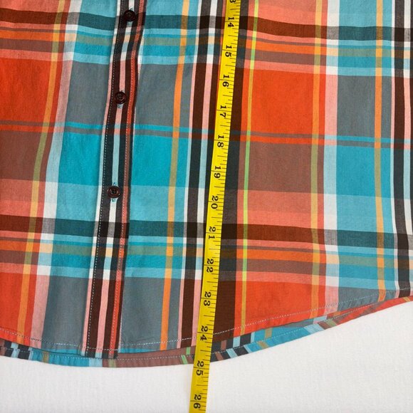 Rockies Orange and Blue Plaid Button-Up Shirt - Size M - Picture 7 of 13